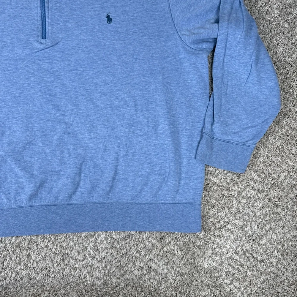 Polo Ralph Lauren Quarter Zip Mens 2XB Performance Pullover Heather Blue Sweater